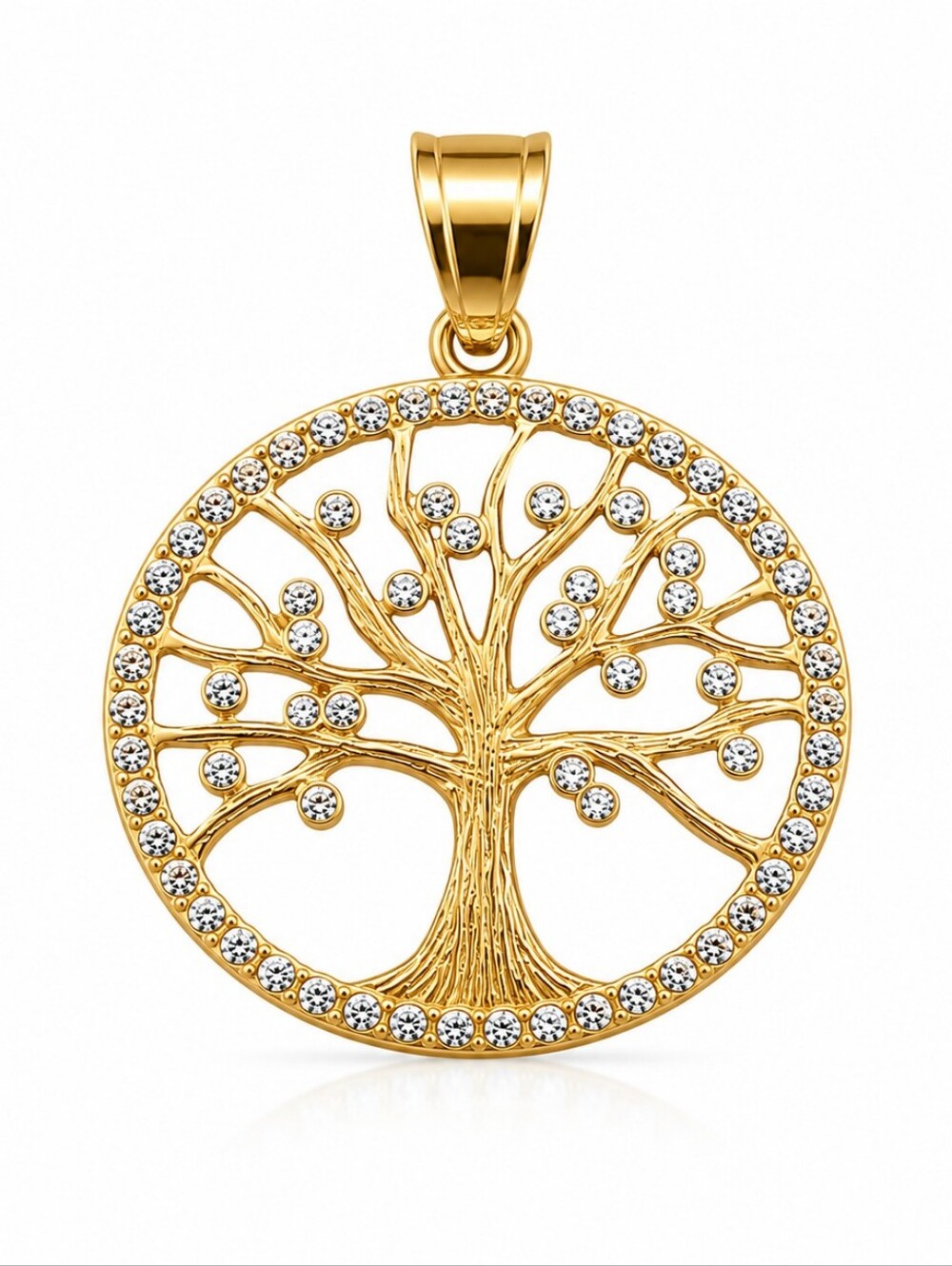 Gold Tone Tree of Life Rhinestone Pendant